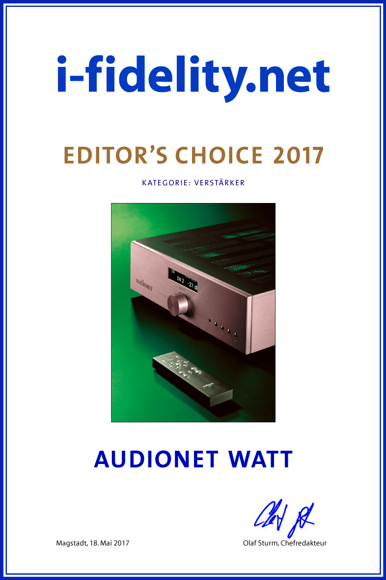 Audionet WATT ifidelity editors choice 2017